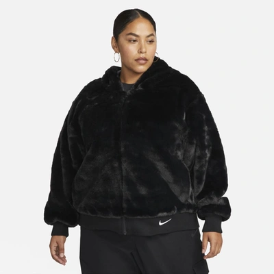 Shop Nike Sportswear Essentials Women's Faux Fur Jacket In Black,white