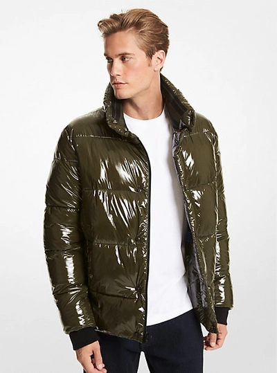 Michael Kors Quilted Patent Nylon Puffer Jacket In Green | ModeSens