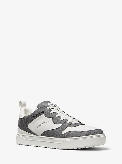Shop Michael Kors Baxter Logo And Leather Sneaker In White
