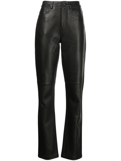 Shop Proenza Schouler White Label Straight-leg Leather Trousers In Schwarz