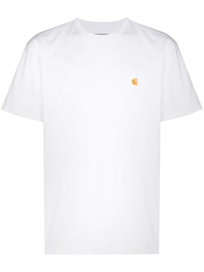 Shop Carhartt Chase Logo-embroidered Cotton T-shirt In Weiss