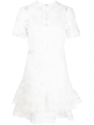 Shop Jonathan Simkhai Paislee Lace-trim Ruffled Dress In Weiss