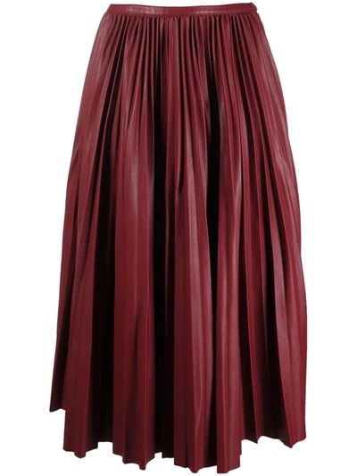 Shop Essentiel Antwerp Adapt Faux-leather Pleated Skirt In Rot