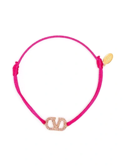 Shop Valentino Crystal-embellished Vlogo Bracelet In Rosa