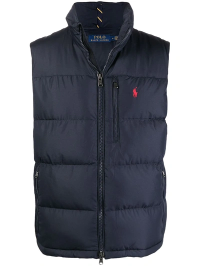 Polo Ralph Lauren Mens Annual Core Padded Regular-fit Recycled-polyester-down Gilet Polo Black In Blue