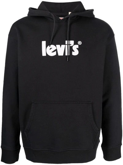 Shop Levi's Logo-print Pullover Hoodie In Schwarz