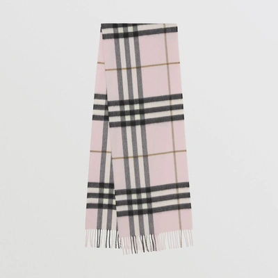 Shop Burberry Check Cashmere Scarf In Pale Candy Pink