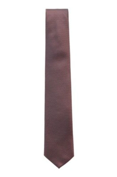 Shop Hugo Boss Water Repellent Tie In Silk Jacquard With Micro Pattern In Red