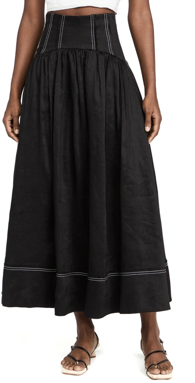 Shop Aje Vanades Flare Midi Skirt In Black