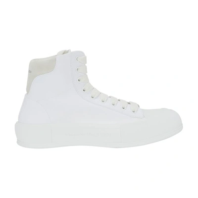 Shop Alexander Mcqueen Deck Plimsoll High-top Sneakers In White White White