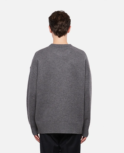 Shop Ami Alexandre Mattiussi Ami Paris Ami De Coeur Wool Crewneck Sweater In Grey