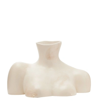 Shop Anissa Kermiche Breast Friend Vase (23cm) In White