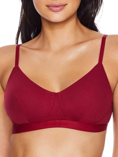 Shop Calvin Klein Pure Ribbed Lined Bralette In Rebellious
