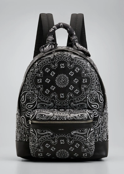 Shop Amiri Men's Bandana Leather Backpack In Black Bl