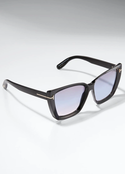 Shop Tom Ford Scarlet Square Injection Plastic Sunglasses In Black/grey