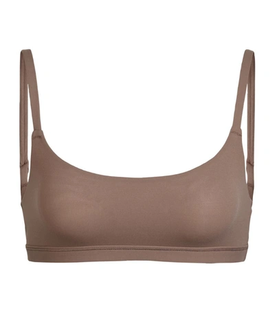 Shop Skims Fits Everybody Scoop-neck Bralette In Brown