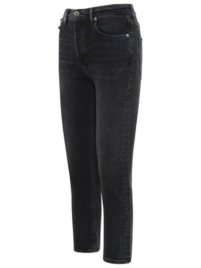 Shop Agolde Jeans Riley Crop Nero In Black