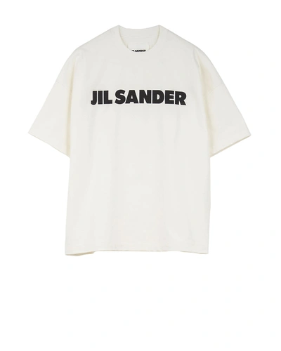 Shop Jil Sander Men's Cotton Jersey Logo Boxy T-shirt In Natural