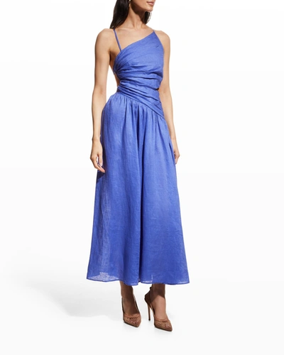 Shop Zimmermann Tropicana Asymmetric Dress In Electric Blue