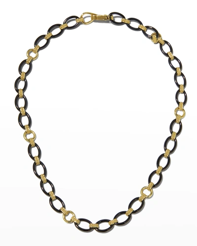 Shop Lagos 18k Caviar Black Ceramic Oval Link Necklace