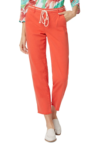Shop Nydj Relaxed Frayed Hem Pants In Orange Poppy