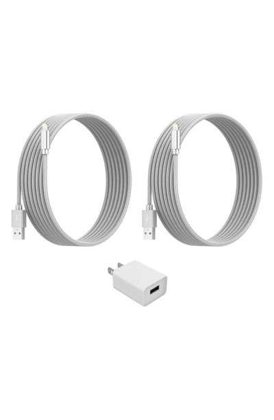 Shop Posh Tech Lightning Cable & Usb Charge Adapter 3-piece Set In Silver/ White