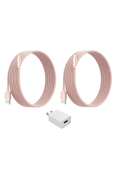 Shop Posh Tech Lightning Usb Charger & Cube 3-piece Set In Rose Gold/ White