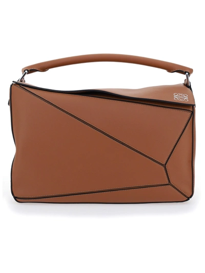 Shop Loewe Large Puzzle Handbag In Brown