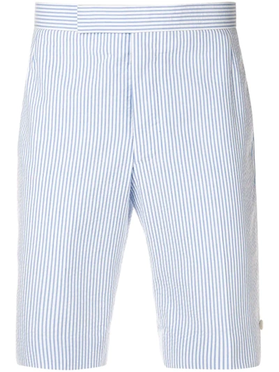 Thom Browne Seersucker Backstrap Short In Blau