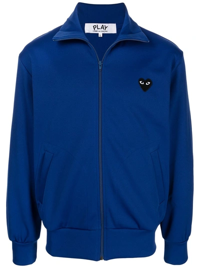 Shop Comme Des Garçons Play Heart-print Track Jacket In Blau