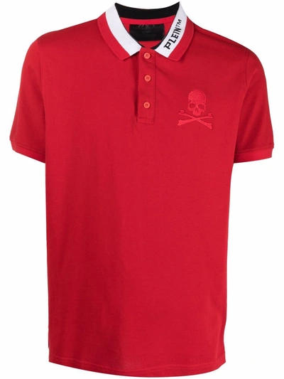 Shop Philipp Plein Logo Embroidered Polo Shirt In Rot