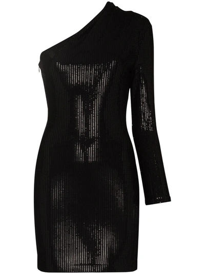 Shop Solace London Zuri One-shoulder Minidress In Black