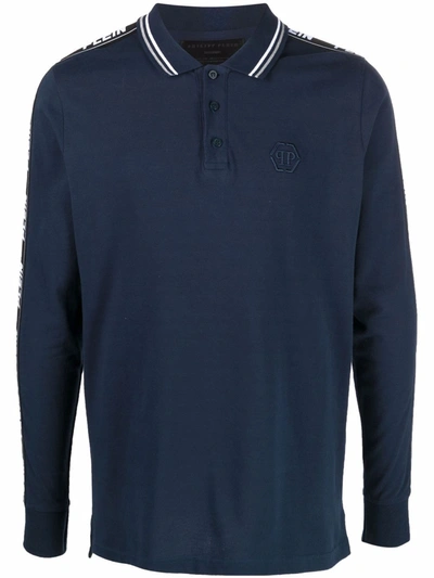 Shop Philipp Plein Logo Embroidered Polo Shirt In Blue