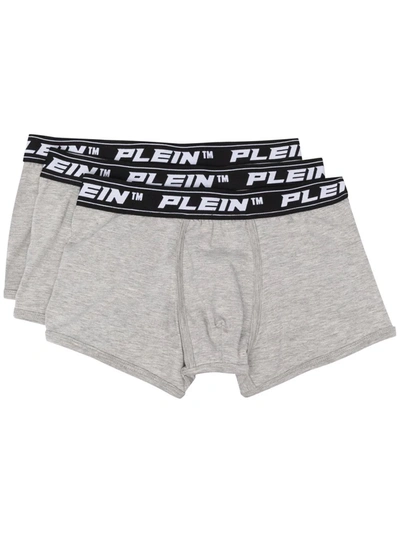Shop Philipp Plein Logo Waistband Boxers (pack Of 3) In Grey