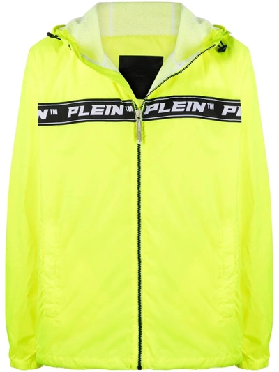 Shop Philipp Plein Logo-tape Hooded Lightweight Jacket In 黄色