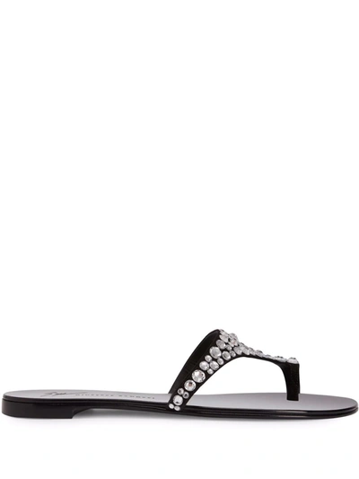 Shop Giuseppe Zanotti Nebula Crystal-embellished Sandals In 黑色