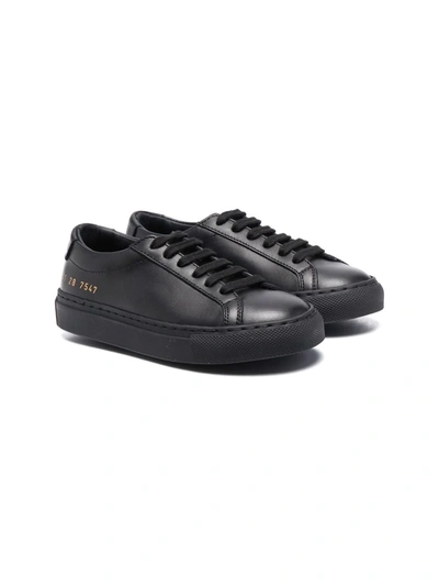 Shop Common Projects Leather Lace-up Sneakers In 黑色