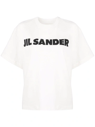 Jil Sander Oversized Crew Neck Cotton T-shirt In 白色