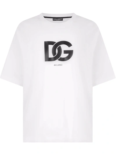 Shop Dolce & Gabbana Dg-logo Cotton T-shirt In White