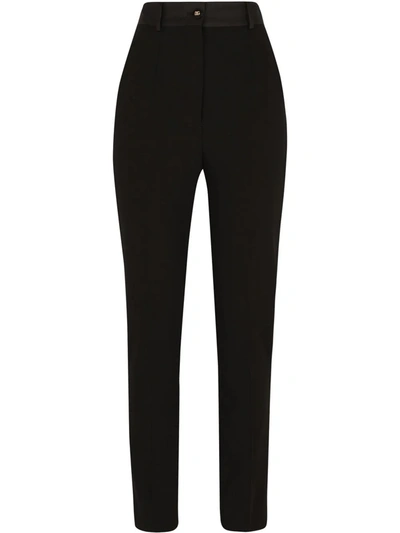 Shop Dolce & Gabbana High-waisted Tuxedo Trousers In Black