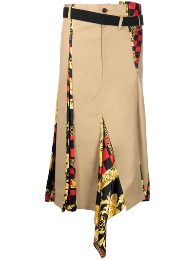 Shop Junya Watanabe X Versace Spliced Panel-detail Asymmetric Skirt In 中性色