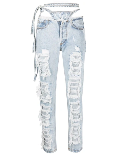 Shop Almaz Crystal-embellished Pantie Jeans In 蓝色