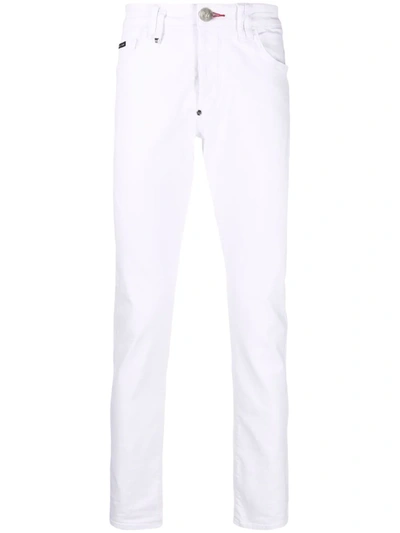 Shop Philipp Plein Low-rise Straight-leg Jeans In White