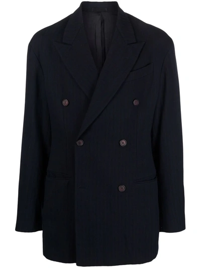 Pre-owned Dolce & Gabbana 1990s Pinstripe Double-breasted Blazer In Black