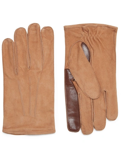 Shop Ermenegildo Zegna Short Suede Gloves In Neutrals