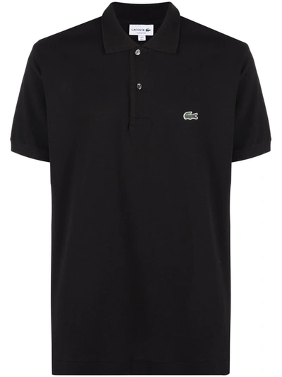 Shop Lacoste Logo Embroidered Polo Shirt In Schwarz