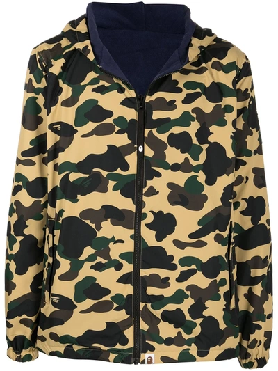 Shop A Bathing Ape Camouflage-print Hooded Jacket In Gelb