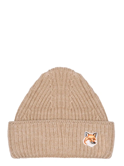 Shop Maison Kitsuné Fox Head Patch Ribbed Hat