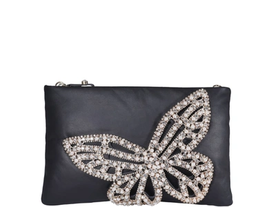 Shop Sophia Webster Flossy Crystal Clutch In Black