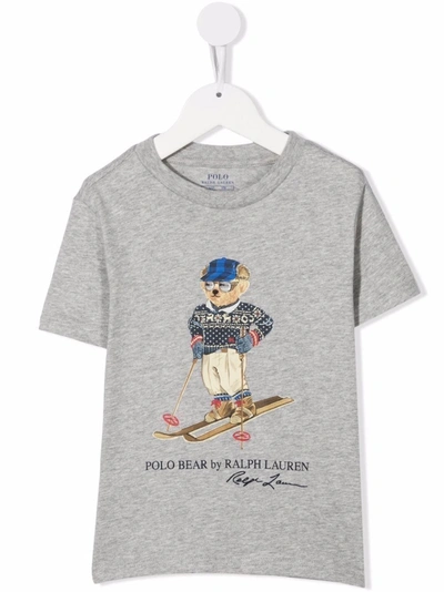 Shop Ralph Lauren Polo Bear Motif-print T-shirt In Grey
